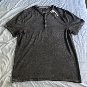 Buffalo David Bitton Kasum Henley Button Snap Black Dyed Shirt Size LARGE NWT - Picture 1 of 9