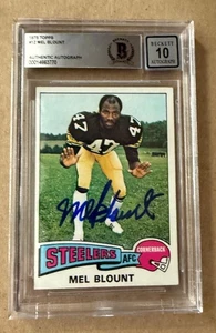 Signed MEL BLOUNT Pittsburgh Steelers 1975 Topps Card #12 Beckett Slabbed 10 - Picture 1 of 1