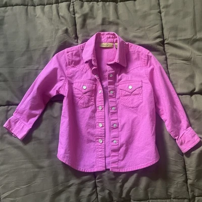 Girls Wrangler Pink Pearl Snap Western Shirt XXS - Image 1 of 3