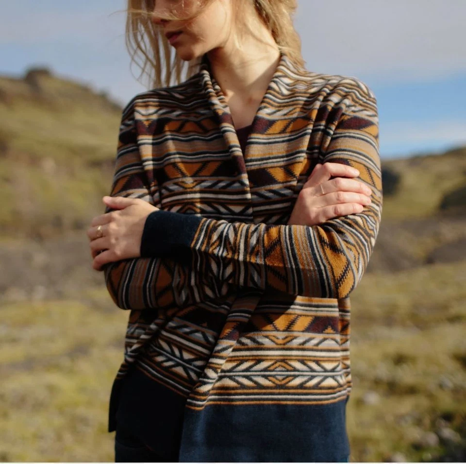 Свитер шерстяной мериносовый Pendleton кардиган с открытой передней частью размер S западный геометрический осень - Изображение 1 из 4