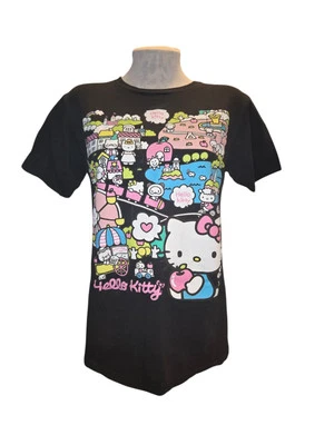 Hello Kitty by Sanrio Multicolored Hello Kitty Graphic on Black T-Shirt Size S - Image 1 of 4