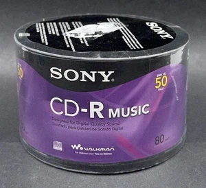 Sony CD-R Music 50 Pack 80 Minute Blank Recordable Disc Sealed 50 Discs NEW NOS - Picture 1 of 4