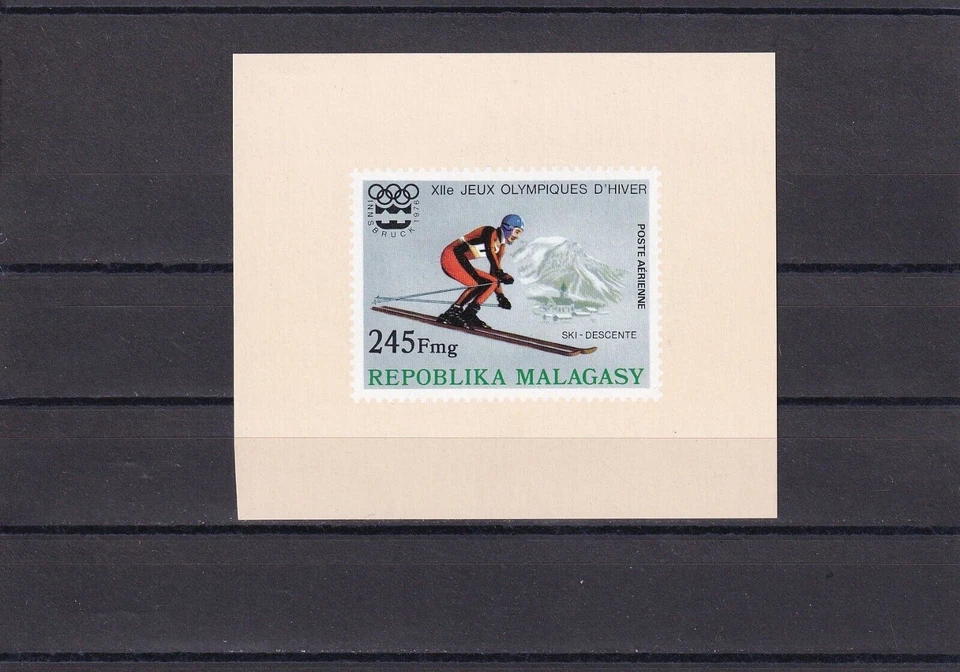 SA17c 马达加斯加 1975 年奥运会-因斯布鲁克 '76 豪华迷你床单 完好 — 第 1/1 张图片