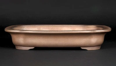 Japanese Bonsai Pot Tokoname NAKANO GYOZAN 19.5"(49.5cm) Unglazed Rectangle K415 - Image 1 of 4
