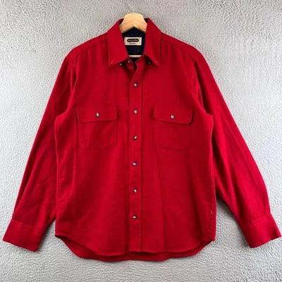 Shelter Bay by Arrow Mens Wool Blend Button Front Shirt Jacket Medium Red - Image 1 of 4