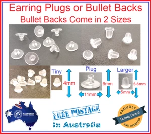 10 Earring Plugs Disk With 1mm Hole For large post Bullet Earring Backs 2 Styles - Picture 1 of 11