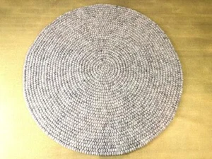 Ghost White Felted Ball Rug Handmade Round Ball Rug Home Decor - Picture 1 of 10