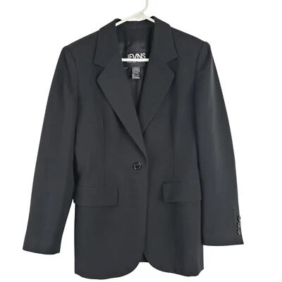 Chaqueta Blazer Jevns Votre Nom Mujer 4 Petite Botón Único Negra Clásica Carrera Foto 1 de 4