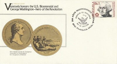 1976 Venezuela FDC cover US Bicentennial and George Washington - Image 1 of 2