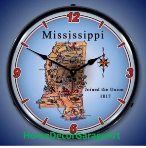 Mississippi State Map 1817 Wall Clock, Garage Art HDGA - Picture 1 of 5