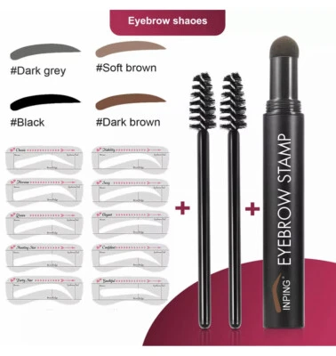 Waterproof Eyebrow Stamp Shaping Kit Eye Brow Power Stencils Definer Makeup Set - Image 1 of 4