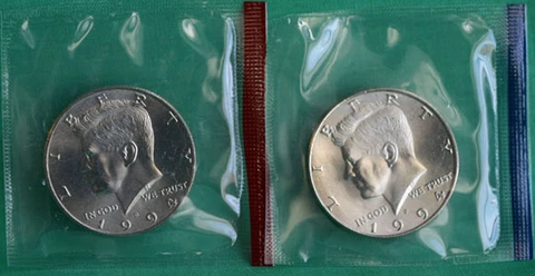 1994 P and D Kennedy Half Dollar Coin from US Mint Set 2 BU Cello Fifty Cent UNC Cover