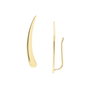 Climber Earrings Solid 14K Real Gold Minimalist Line Bar Ear Crawler Earrings - Picture 1 of 4