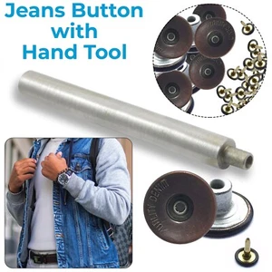Sujetadores de botones tack para vaqueros de latón de 17 mm con herramienta de mano para pantalón de mezclilla pendiente - Imagen 1 de 19