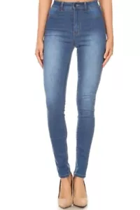 Women's High Waist Jeans MED Wash High Rise Skinny Denim With a Great Stretch - Picture 1 of 6