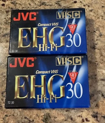 2 张 JVC 未开封 VHS-C 录像带 30 分钟全新未拆封 BIN/优惠低价 — 第 1/2 张图片