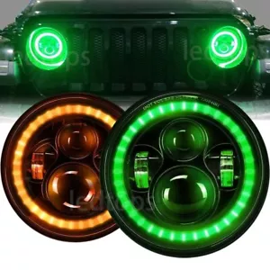 Kit combinado de faros LED DRL halo verde de 7" para Jeep Wrangler JK 2007-2018 - Imagen 1 de 12