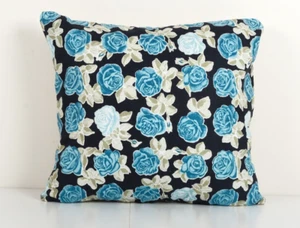 Old Uzbek Trade Cloth Pillow, Vintage Floral Roller Print Cushion Cover - Picture 1 of 4