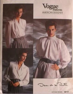 Vintage Vogue Pattern 1913 Oscar de la Renta Ladies Blouse 3 Styles Size 6~8~10 - Picture 1 of 5
