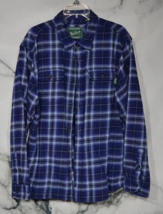 WOOLRICH Mens Blue White Plaid Brawny Flannel Buttonfront Shirt XL 100% Cotton - Picture 1 of 5