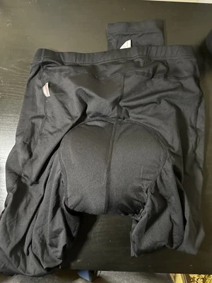 Calça de ciclismo Qualidyne masculina grande acolchoada meia-calça preta vermelha perna com zíper - Imagem 1 de 4