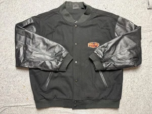 Super Bowl XLIV Jacket Mens Large Black NFL Football Reebok Wool Leather Varsity - Picture 1 of 15