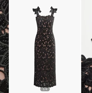 Maxi abito prendisole Commense donna XS floreale jaquard nero pizzo nuovo con etichetta fiocchi - Foto 1 di 8