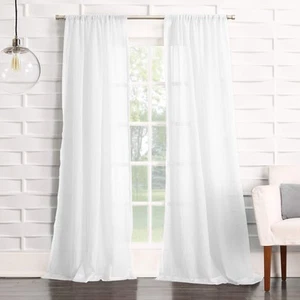 Tayla Crushed Texture Semi-Sheer Rod Pocket Curtain Panel, 50" x 120", White - Picture 1 of 4