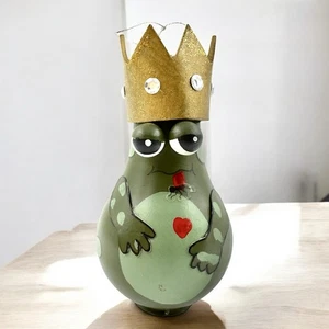 PRINCESS FROG PRINCE Whimsical FIGURE Hand Painted Light Bulb Figural Ornament - Picture 1 of 24