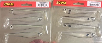 Zoom Swimmer 4” Hollow Body Paddle Tail Swimbait (4 ea) -Lanier or Crystal Shad - Image 1 of 4