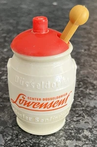Vtg Lowensenf Dusseldorf German Lion Head Mustard Plastic Jar/Crock Lid & Spoon - Picture 1 of 8