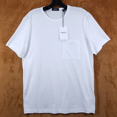 Camisa THEORY Para Hombres Pequeña Blanca Pullover Doble Bolsillo Camiseta Camiseta Camiseta Foto 1 de 4