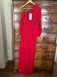 Solace London long one-shoulder, long-sleeve red dress, new with tags, Sz 10 UK - Picture 1 of 8