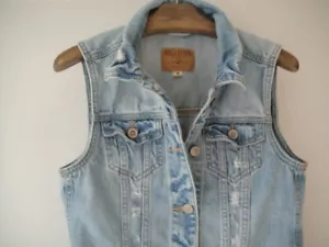 Hollister tg. Gilet jeans M invecchiato 100% cotone blu - Foto 1 di 8