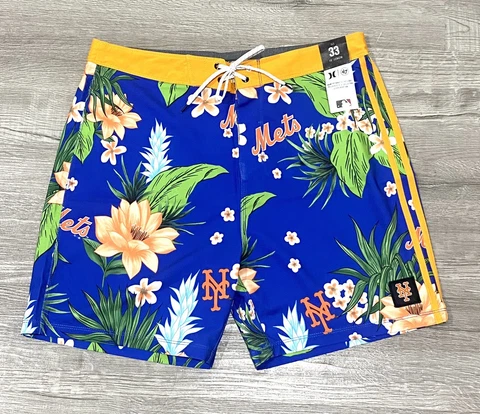 Hurley Phantom MLB Baseball New York Mets Beach Swim  Shorts Mens 33 Large New Cover