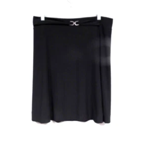 White House Black Market Black A Line Skirt Women's Size Medium Silver Buckle - Picture 1 of 4