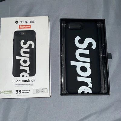 Capa bateria Supreme + Mophie Juice Pack Air preta iphone7/8+ nova em folha - Imagem 1 de 2