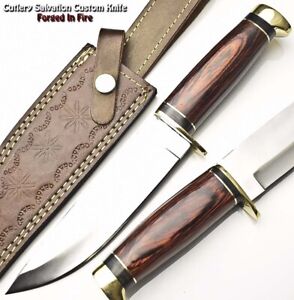 Cutlery Salvation Handmade D2 Steel Blade Bowie Hunting Knife | Hard Wood