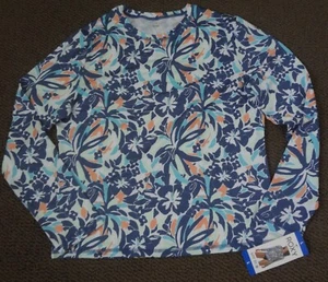 New Womens Roxy Sea Skippin Long Sleeve UPF 50 Surf Swim Rash Guard Top Blue Top - Picture 1 of 4