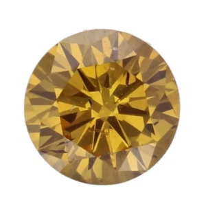 Certified 0.36 CT SI2 Clarity Round Cut Loose Champagne Orange Diamond - Picture 1 of 4
