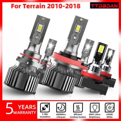 For GMC Terrain 2010-2018 LED Headlight Bulbs Fog Light Combo bulbs Kit 6PCS - Image 1 of 4