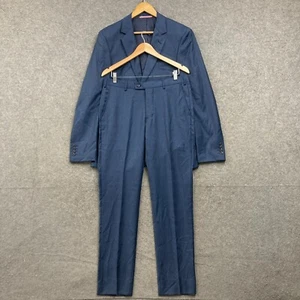 Daniel Hechter Suit Set Jacket M Pants 32 Mens Blue Two Piece Merino Wool A8402 - Picture 1 of 19