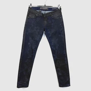 Guess Jeans Womens Sz 28 Skinny Ultra Low Coated Hibiscus Print Dark Wash Blue - Picture 1 of 9