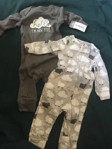 Carter's Footless Baby-little Layette 2-layette Pieces Size 3 Months Color:Greys - Picture 1 of 3