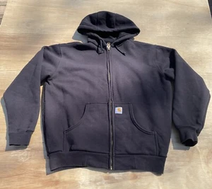 VINTAGE CARHARTT Tall Faded Kanye Heavyweight Hoodie Jacket Men Black SIZE M - Picture 1 of 5