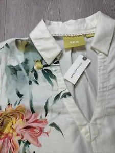 Maeve Anthropologie Linen Blend Tunic Blouse Women’s Small Floral Colorful New - Picture 1 of 11