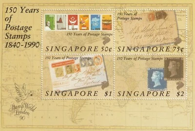 Singapore 1990 150 Years of Postage Stamps MS MNH SG#MS623 - Image 1 of 2