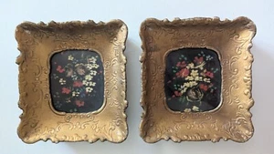Pair Of Tara Miniature Oil Paintings In Gold Frames 6.6x6x1 - Picture 1 of 8