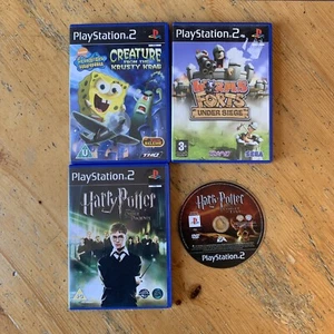 4 x Playstation 2 Games - Worms - Spongebob - Harry Potter - PS2 Bundle - Picture 1 of 6