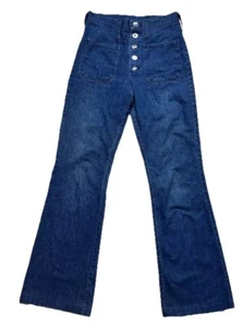 Vintage Lady Wrangler Jeans 1970s Size 9/10 Made In USA Button Fly Bare Back - Picture 1 of 23